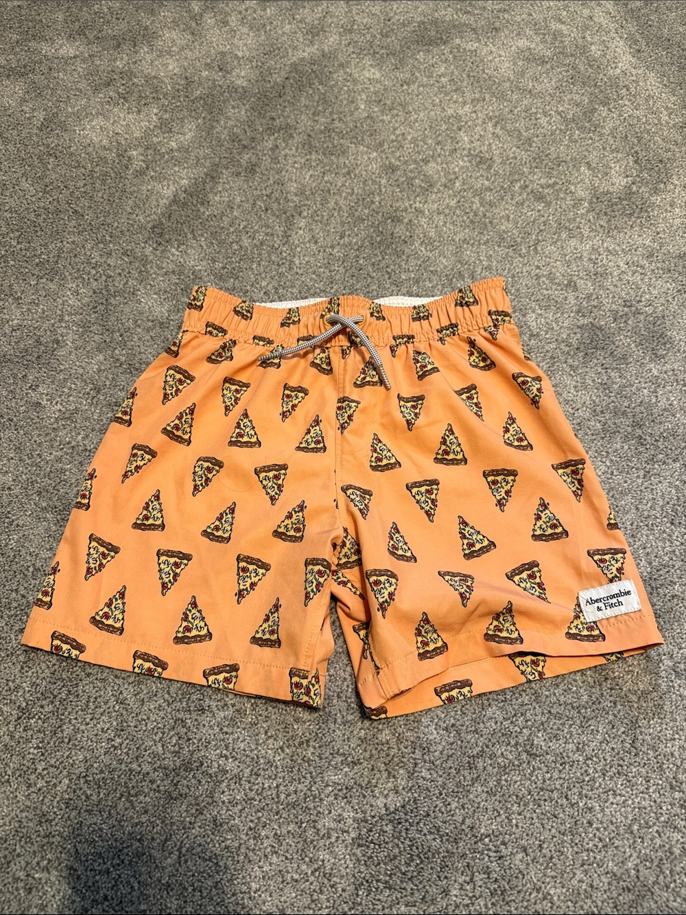 Abercrombie & Fitch Orange Pizza-Print Kids Swim Trunks